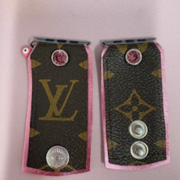 Upcycled LV Apple Watch Band-Pink Metallic Size 3 (44/45mm) - Picture 1 of 3